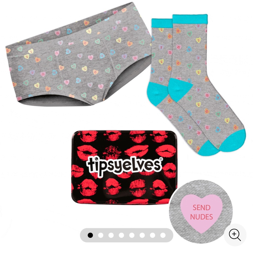 BNIB Tipsy Elves Candy Hearts underwear + socks valentines gift set XL